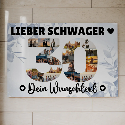 Fotoboard Poster magnetisch mit Wunschtext 30 Geburtstag Schwager