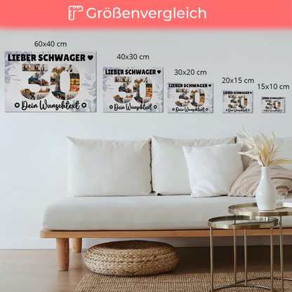 Fotoboard Poster magnetisch mit Wunschtext 30 Geburtstag Schwager