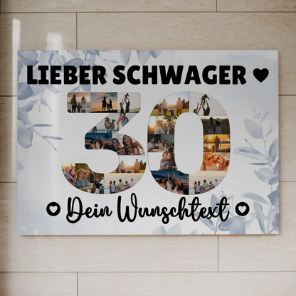 Fotoboard Poster magnetisch mit Wunschtext 30 Geburtstag Schwager