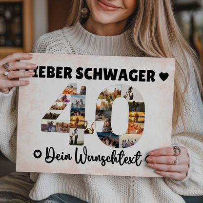 Magnetisches Fotoboard mit Unterschriften 40 Geburtstag Schwager