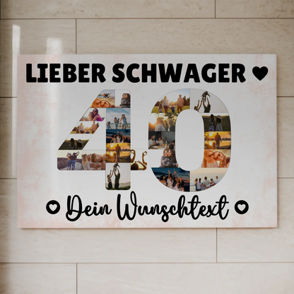 Magnetisches Fotoboard mit Unterschriften 40 Geburtstag Schwager