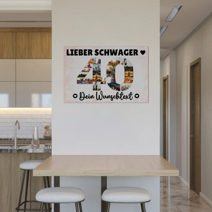 Magnetisches Fotoboard mit Unterschriften 40 Geburtstag Schwager