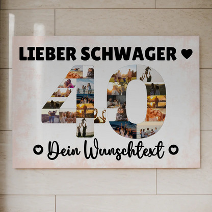 Magnetisches Fotoboard mit Unterschriften 40 Geburtstag Schwager