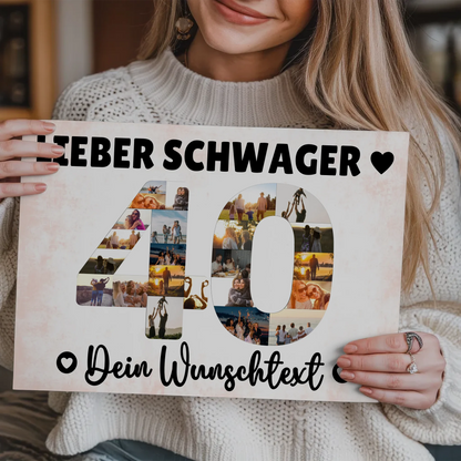 Magnetisches Fotoboard mit Unterschriften 40 Geburtstag Schwager