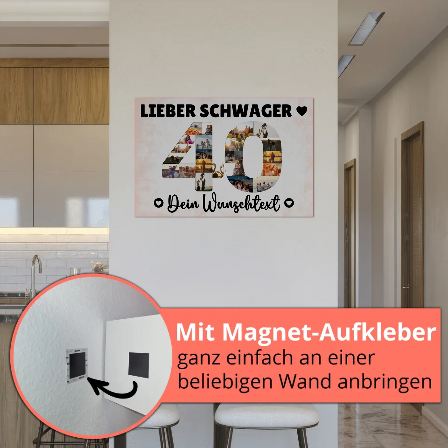 Magnetisches Fotoboard mit Unterschriften 40 Geburtstag Schwager