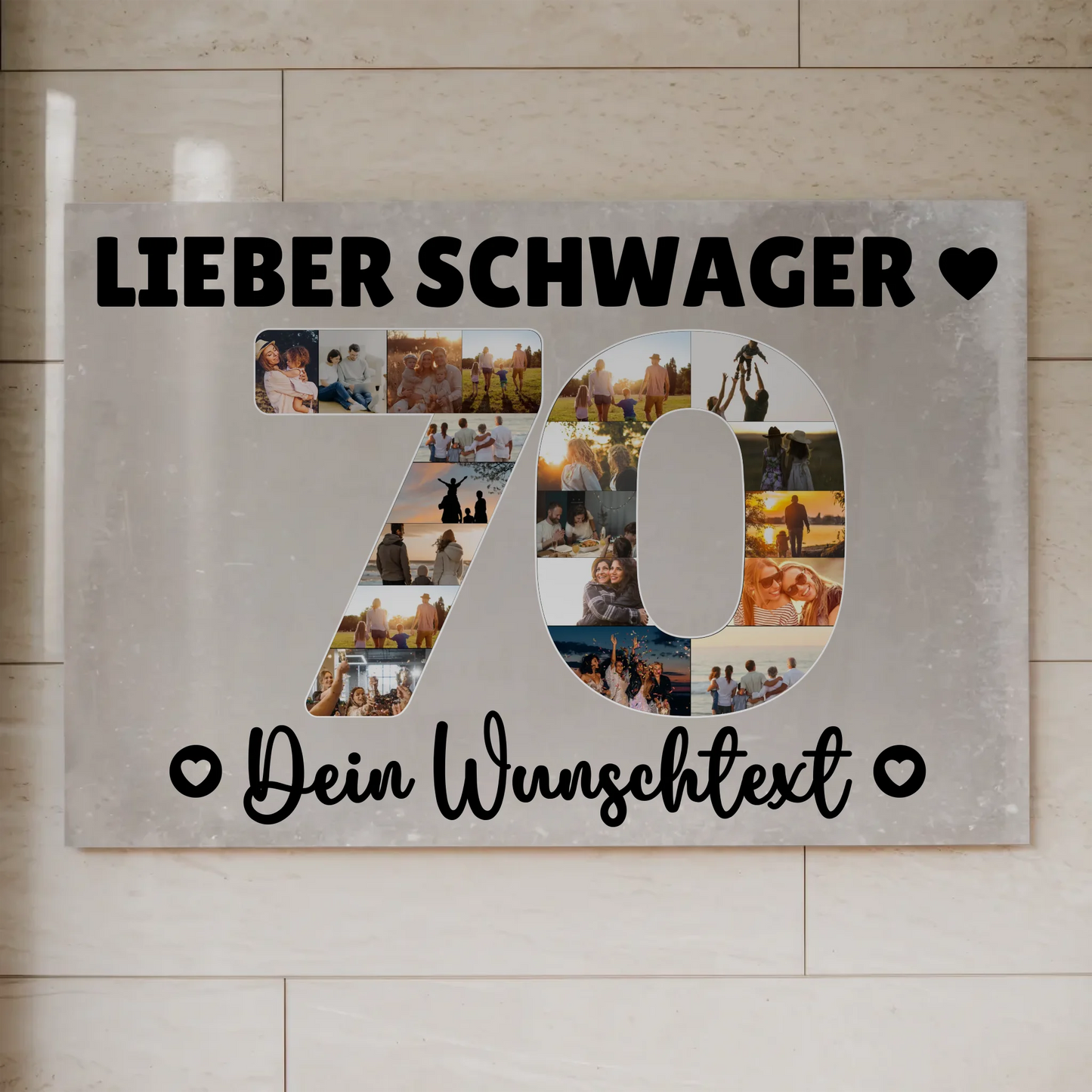 Magnetisches Fotoboard Poster mit Wunschtext zum 70 Geburtstag