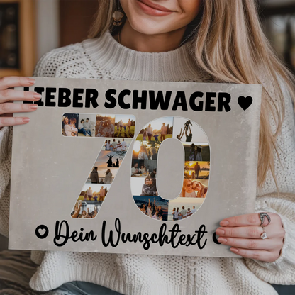 Magnetisches Fotoboard Poster mit Wunschtext zum 70 Geburtstag