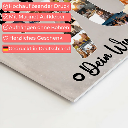 Magnetisches Fotoboard Poster mit Wunschtext zum 70 Geburtstag
