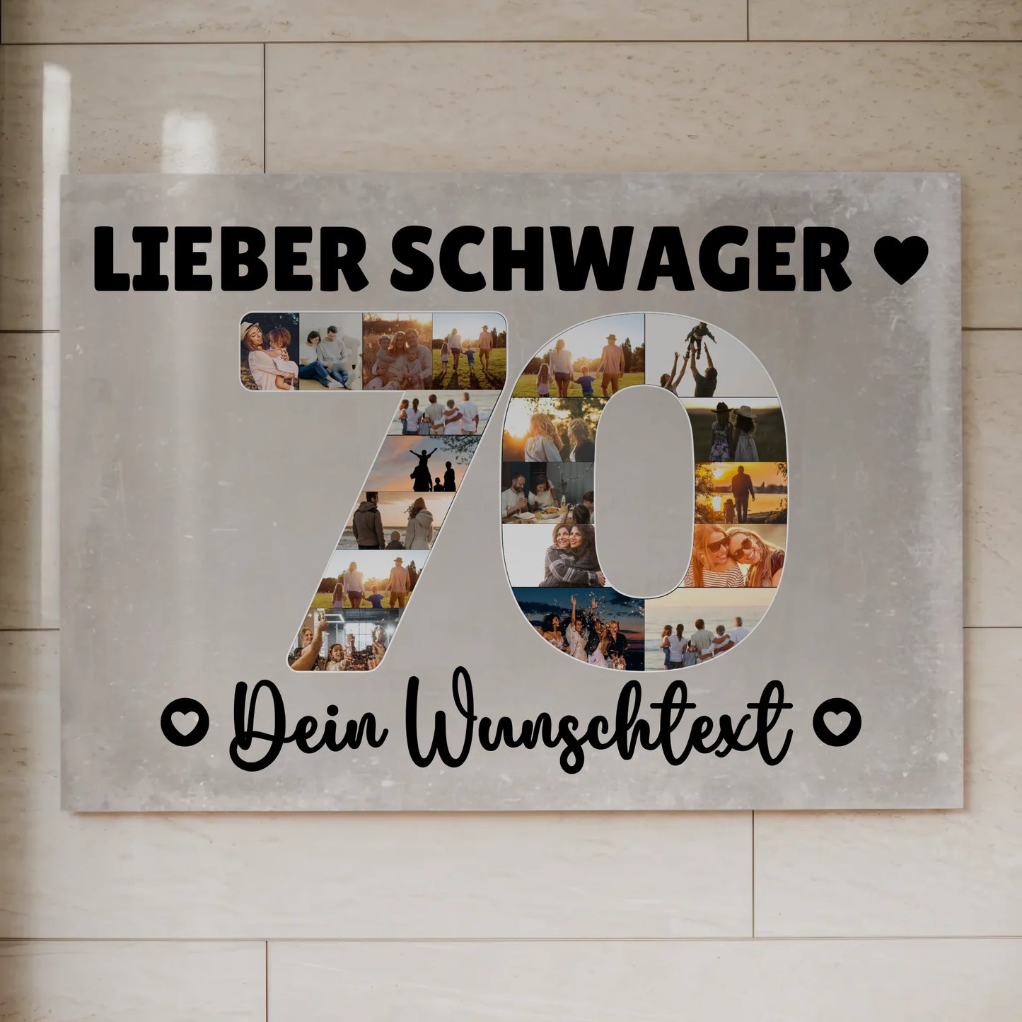 Magnetisches Fotoboard Poster mit Wunschtext zum 70 Geburtstag