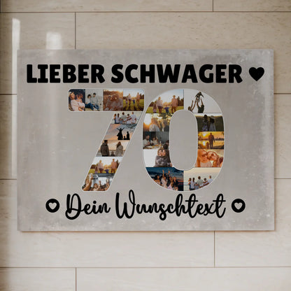 Magnetisches Fotoboard Poster mit Wunschtext zum 70 Geburtstag