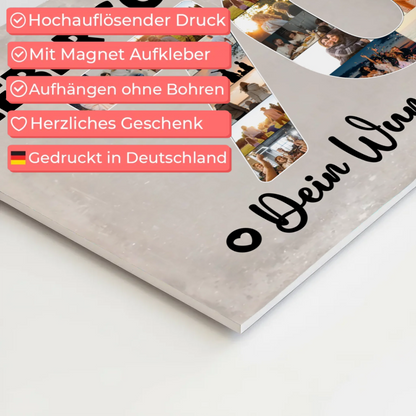Magnetisches Fotoboard Poster mit Wunschtext zum 70 Geburtstag