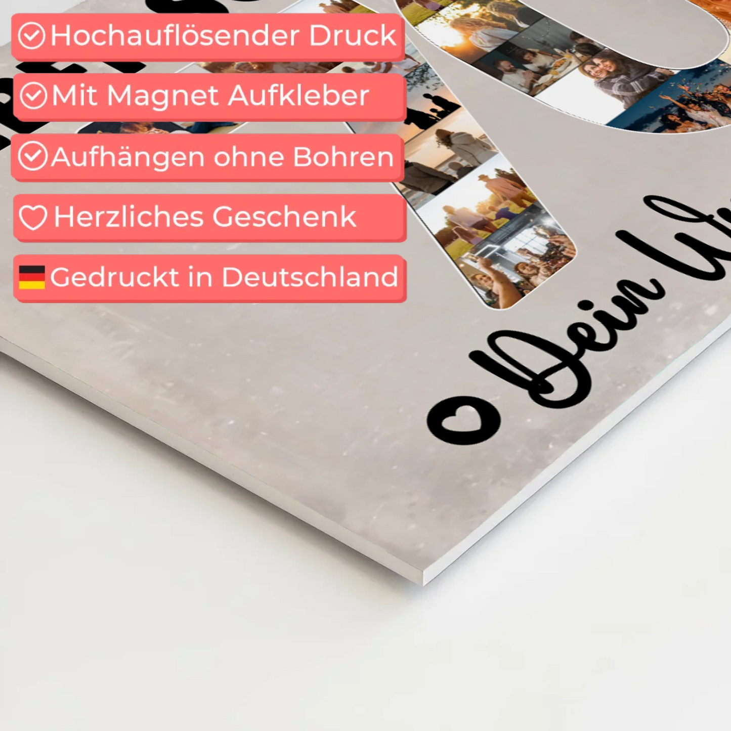 Magnetisches Fotoboard Poster mit Wunschtext zum 70 Geburtstag