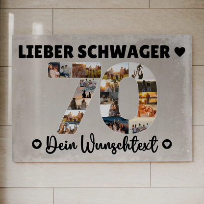 Magnetisches Fotoboard Poster mit Wunschtext zum 70 Geburtstag