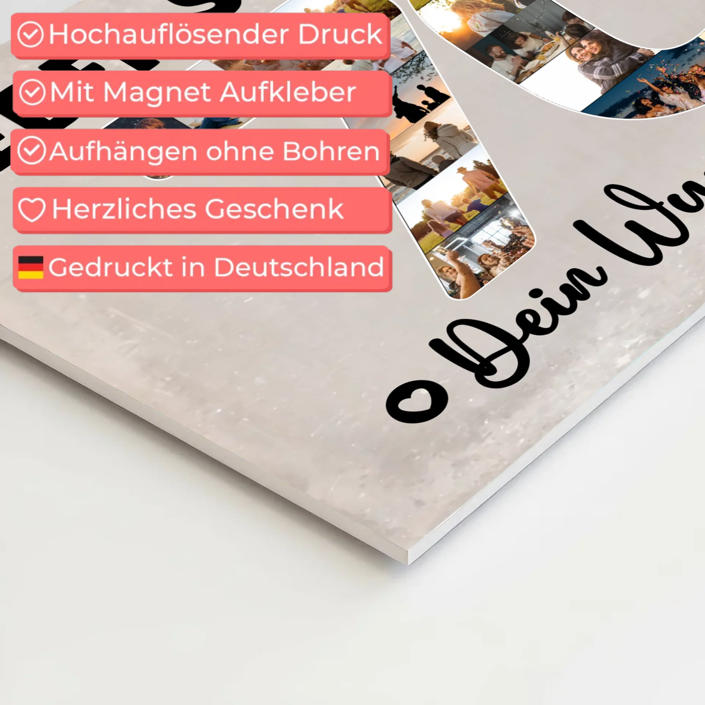 Magnetisches Fotoboard Poster mit Wunschtext zum 70 Geburtstag