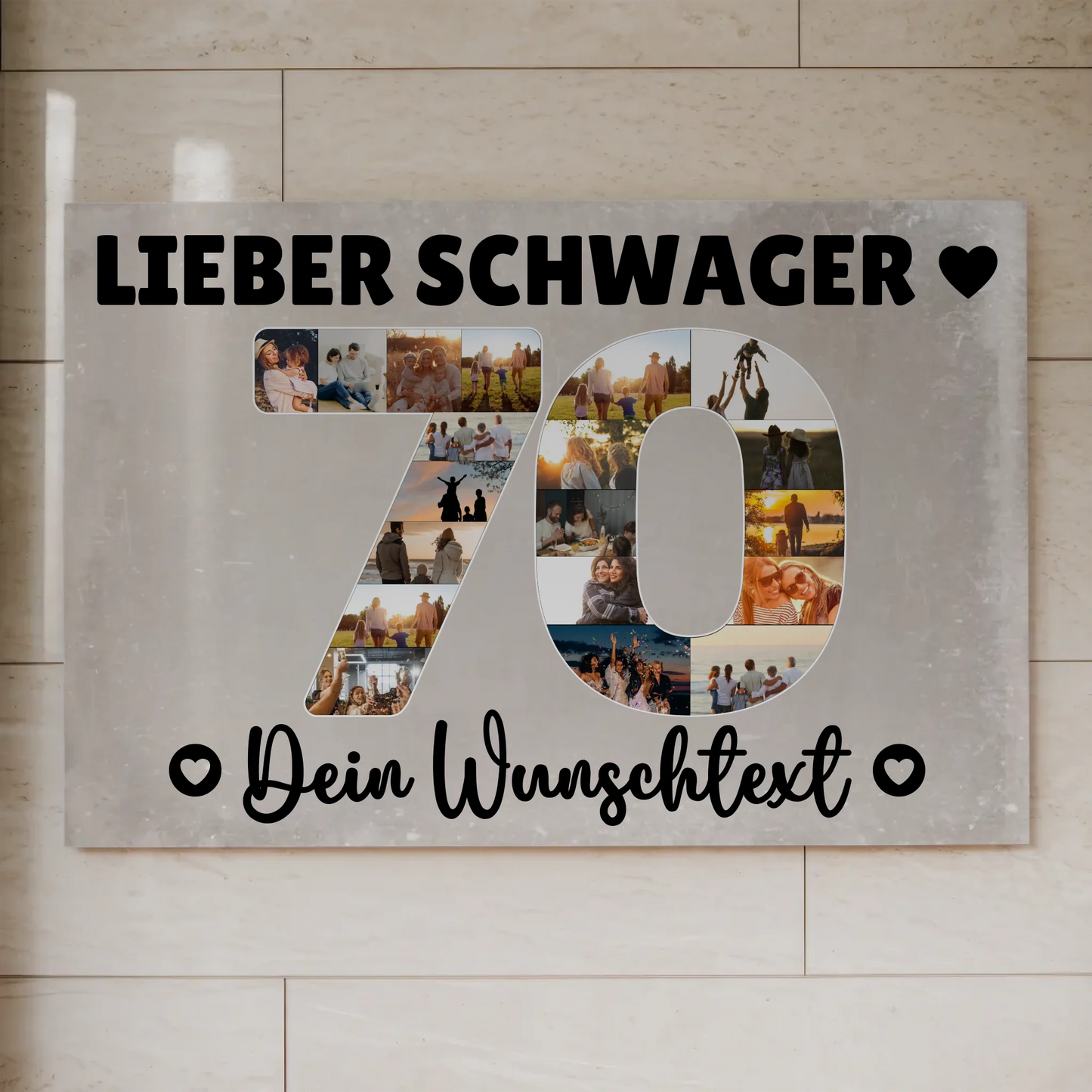 Magnetisches Fotoboard Poster mit Wunschtext zum 70 Geburtstag