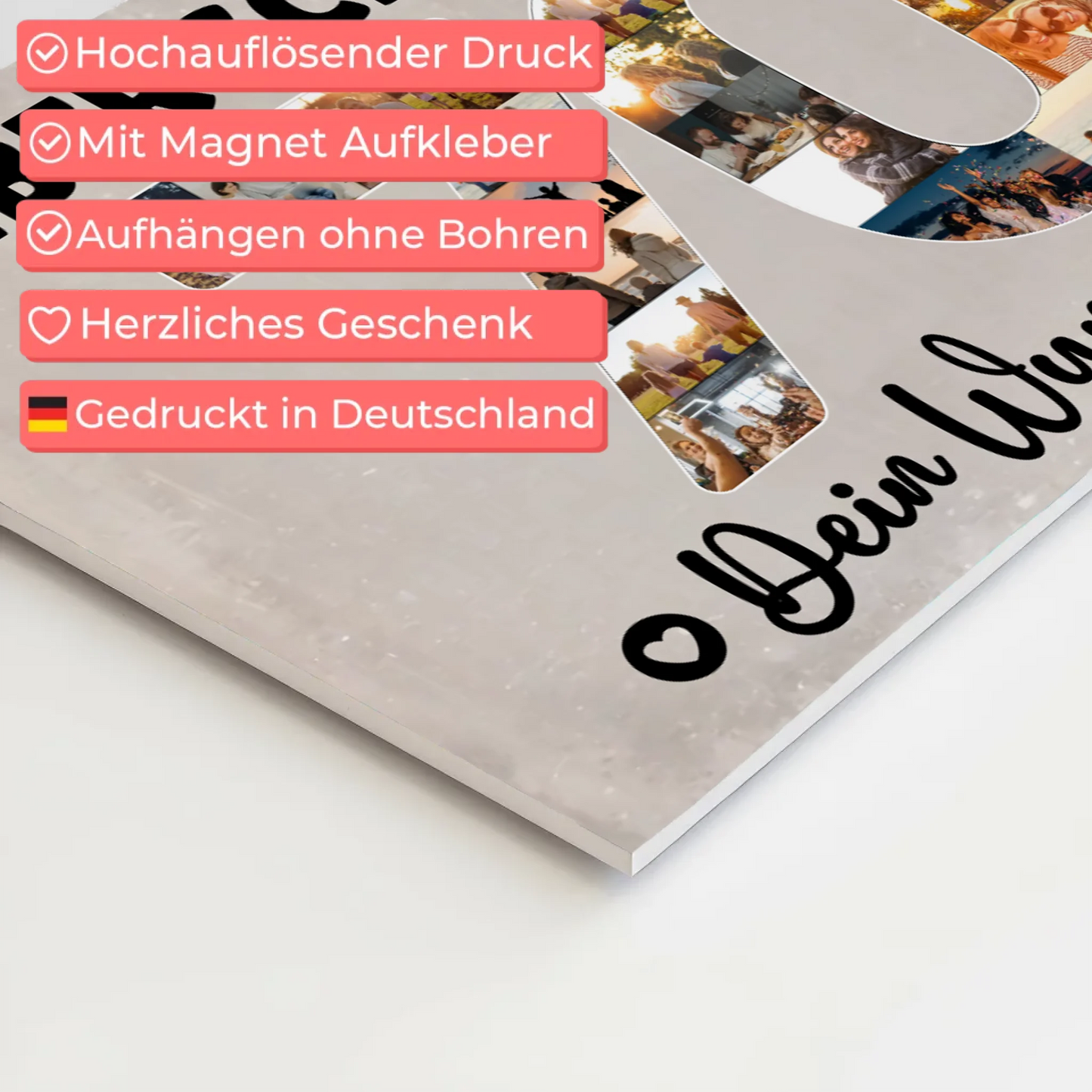 Magnetisches Fotoboard Poster mit Wunschtext zum 70 Geburtstag
