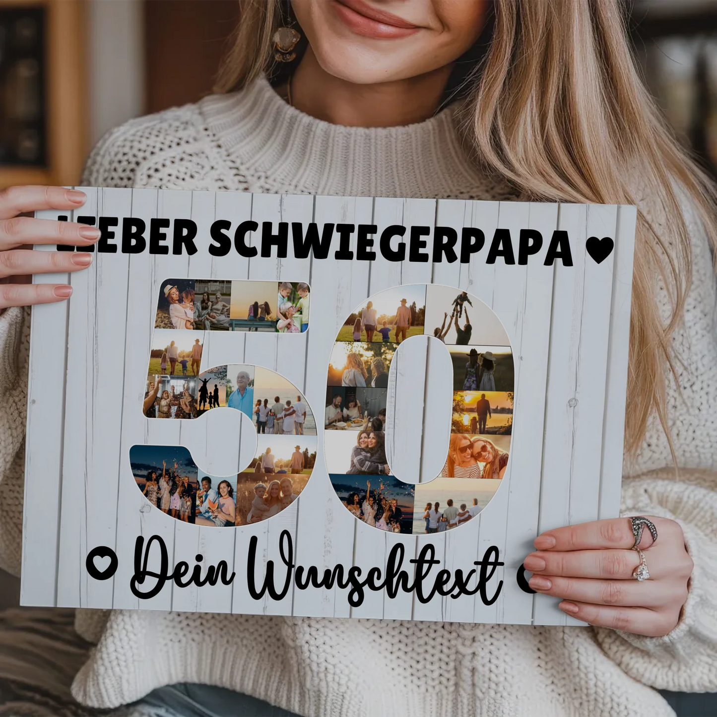 Fotoboard Magnet Poster mit Unterschriften 50 Geburtstag Schwiegerpapa