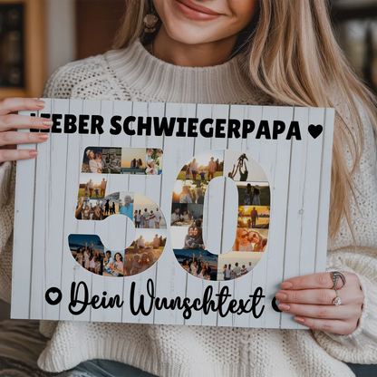 Fotoboard Magnet Poster mit Unterschriften 50 Geburtstag Schwiegerpapa