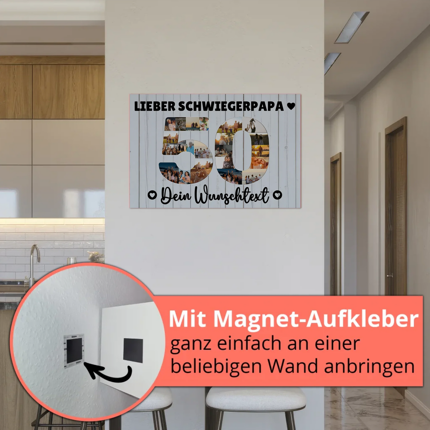 Fotoboard Magnet Poster mit Unterschriften 50 Geburtstag Schwiegerpapa