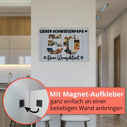 Fotoboard Magnet Poster mit Unterschriften 50 Geburtstag Schwiegerpapa