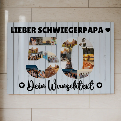 Fotoboard Magnet Poster mit Unterschriften 50 Geburtstag Schwiegerpapa