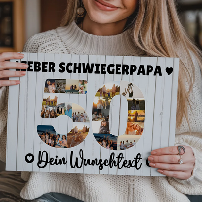 Fotoboard Magnet Poster mit Unterschriften 50 Geburtstag Schwiegerpapa