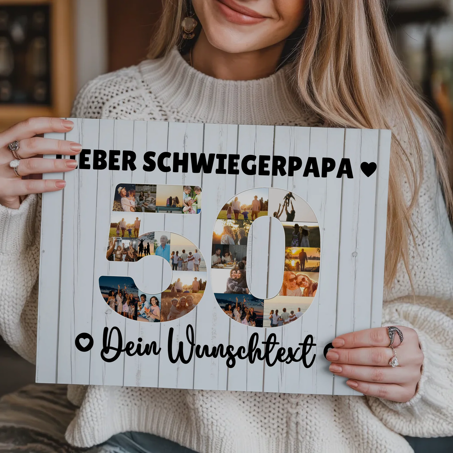 Fotoboard Magnet Poster mit Unterschriften 50 Geburtstag Schwiegerpapa