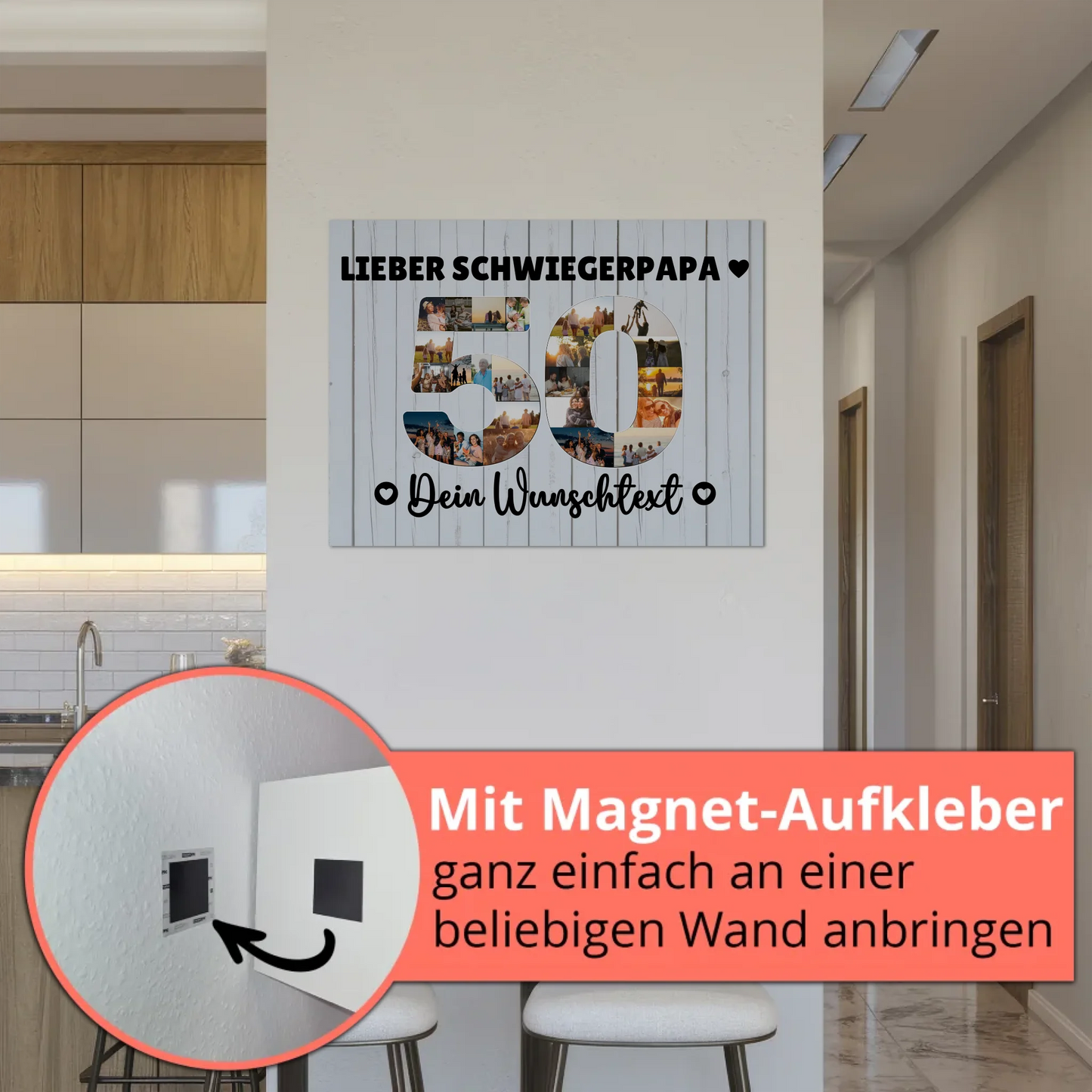 Fotoboard Magnet Poster mit Unterschriften 50 Geburtstag Schwiegerpapa