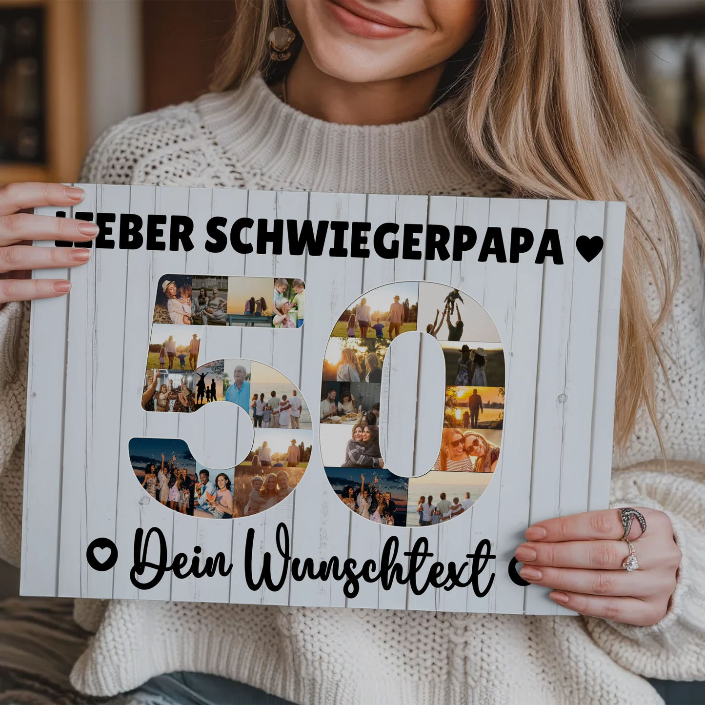 Fotoboard Magnet Poster mit Unterschriften 50 Geburtstag Schwiegerpapa