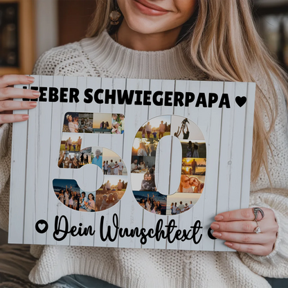 Fotoboard Magnet Poster mit Unterschriften 50 Geburtstag Schwiegerpapa