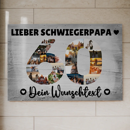 Fotoboard Poster magnetisch mit Wunschtext 60 Geburtstag Schwiegerpapa