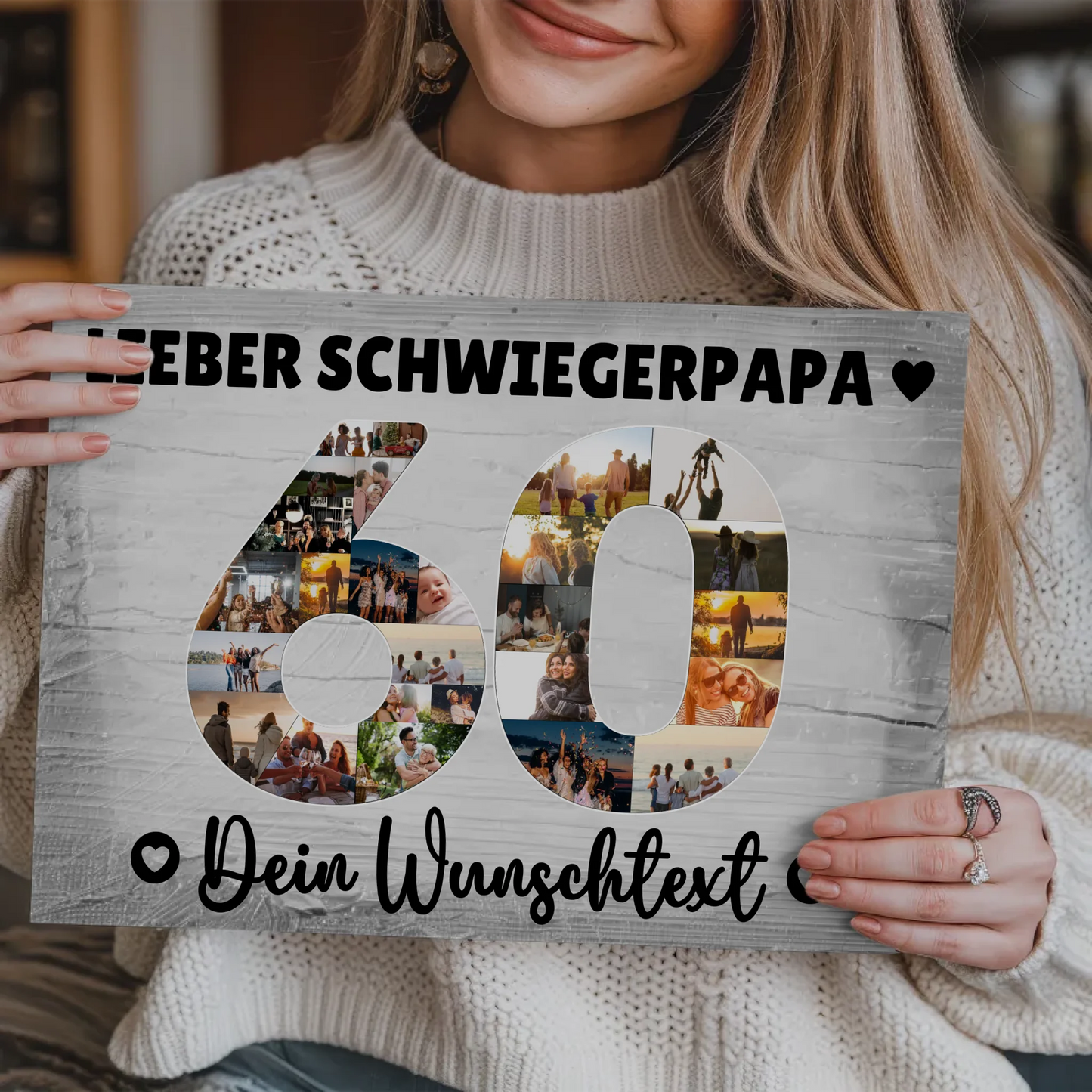 Fotoboard Poster magnetisch mit Wunschtext 60 Geburtstag Schwiegerpapa