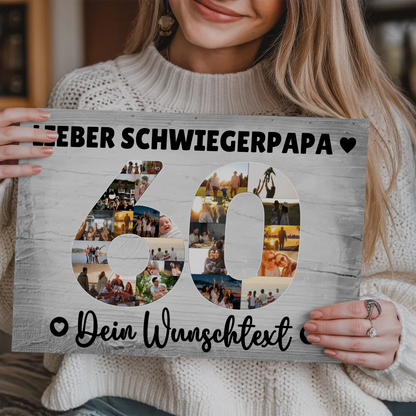 Fotoboard Poster magnetisch mit Wunschtext 60 Geburtstag Schwiegerpapa