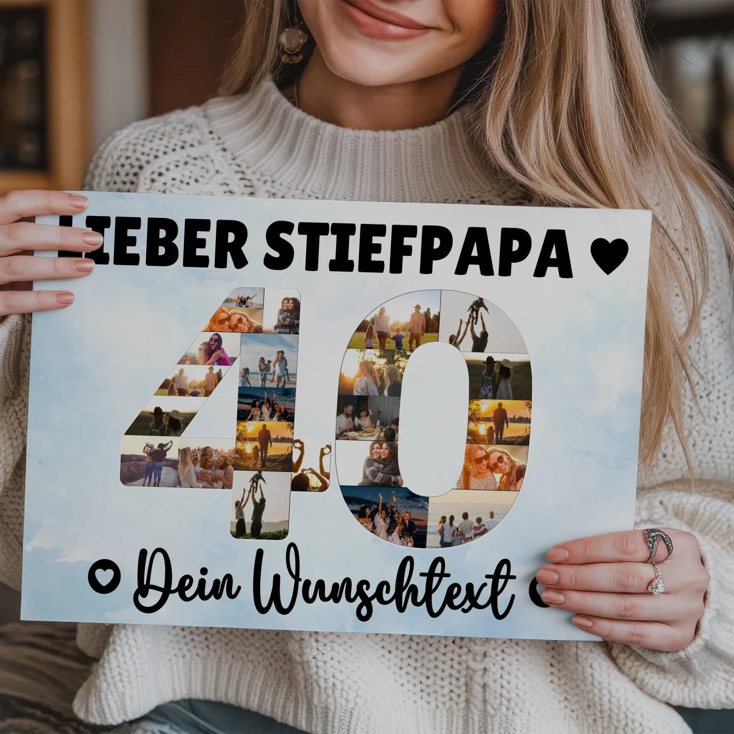 Fotoboard Magnet Poster mit Unterschriften 40 Geburtstag Stiefpapa