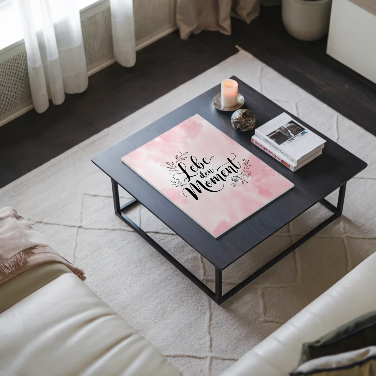 Spruch Fotoboard Magnet Wandbild Lebe den Moment Geschenk