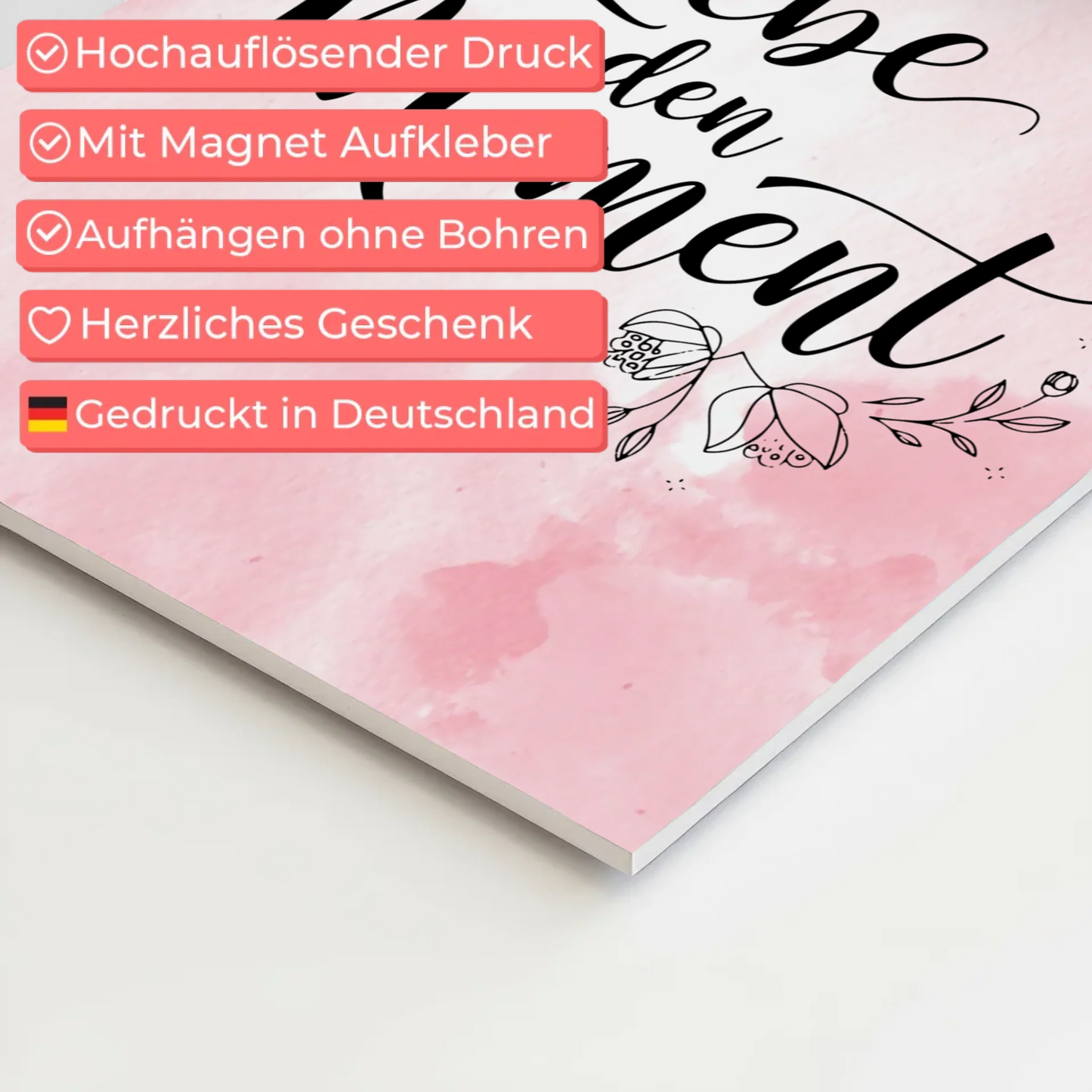 Spruch Fotoboard Magnet Wandbild Lebe den Moment Geschenk