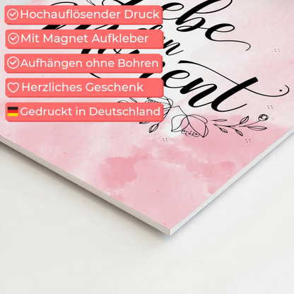 Spruch Fotoboard Magnet Wandbild Lebe den Moment Geschenk