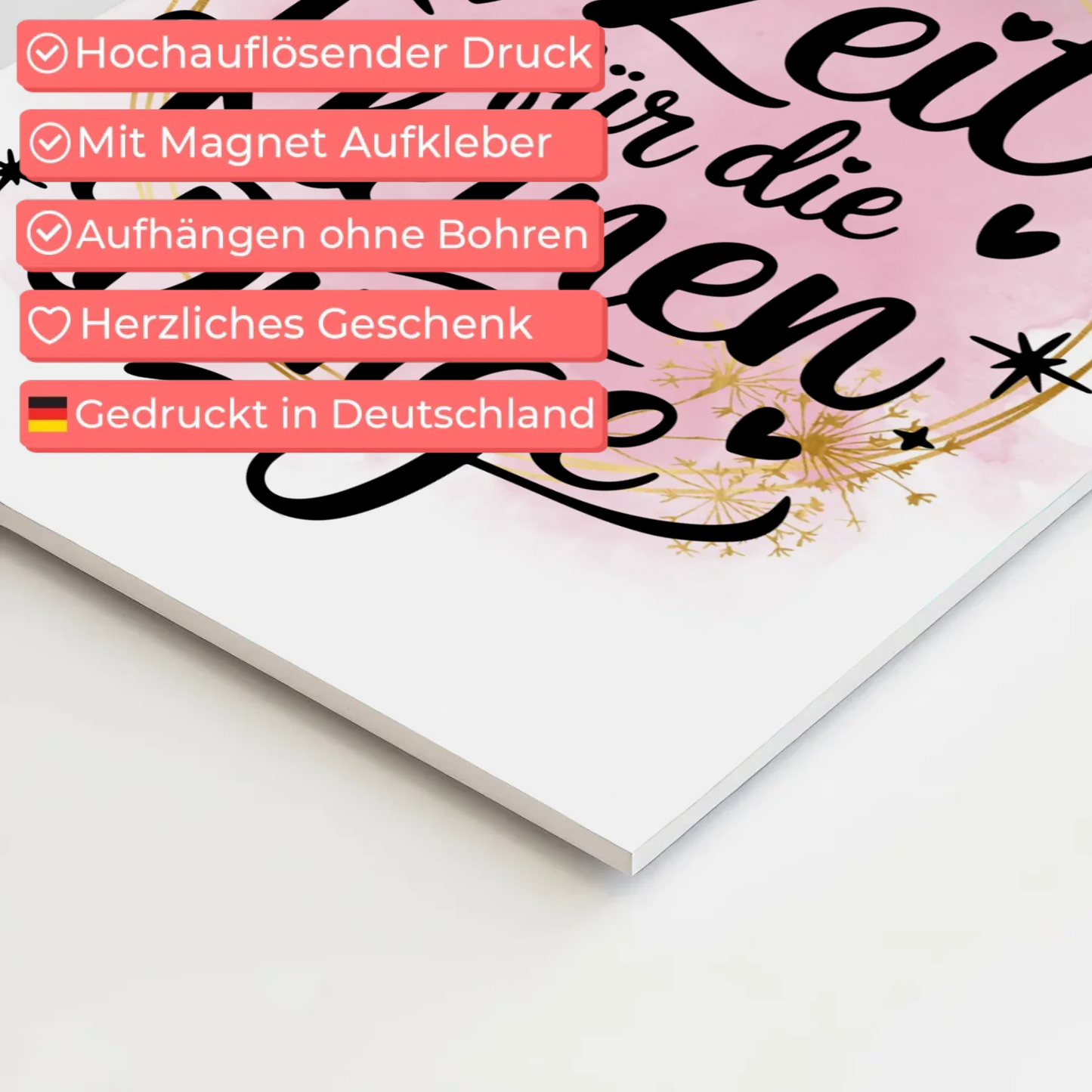 Sprüche Poster Magentisch Nimm dir Zeit für kleine Dinge