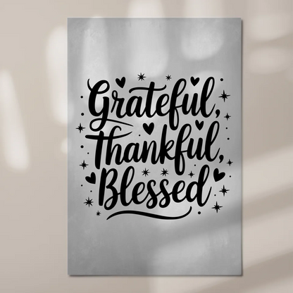 Sprüche Poster Magentisch - Grateful Thankful Blessed