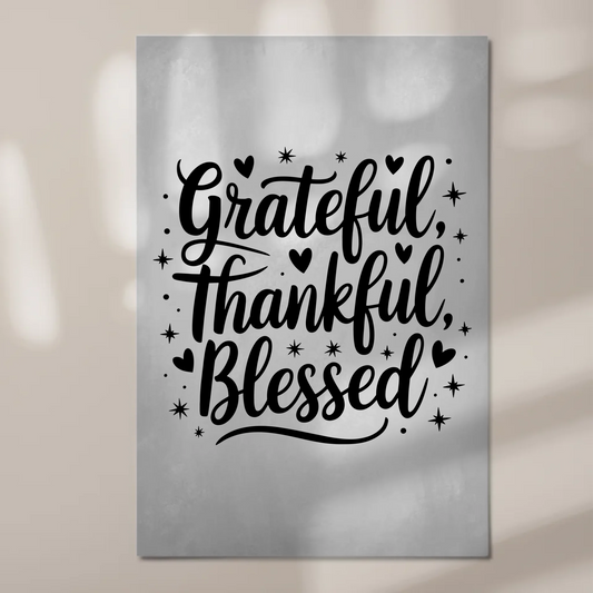 Sprüche Poster Magentisch - Grateful Thankful Blessed