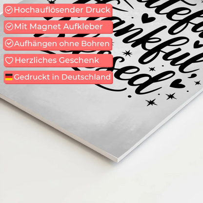 Sprüche Poster Magentisch - Grateful Thankful Blessed