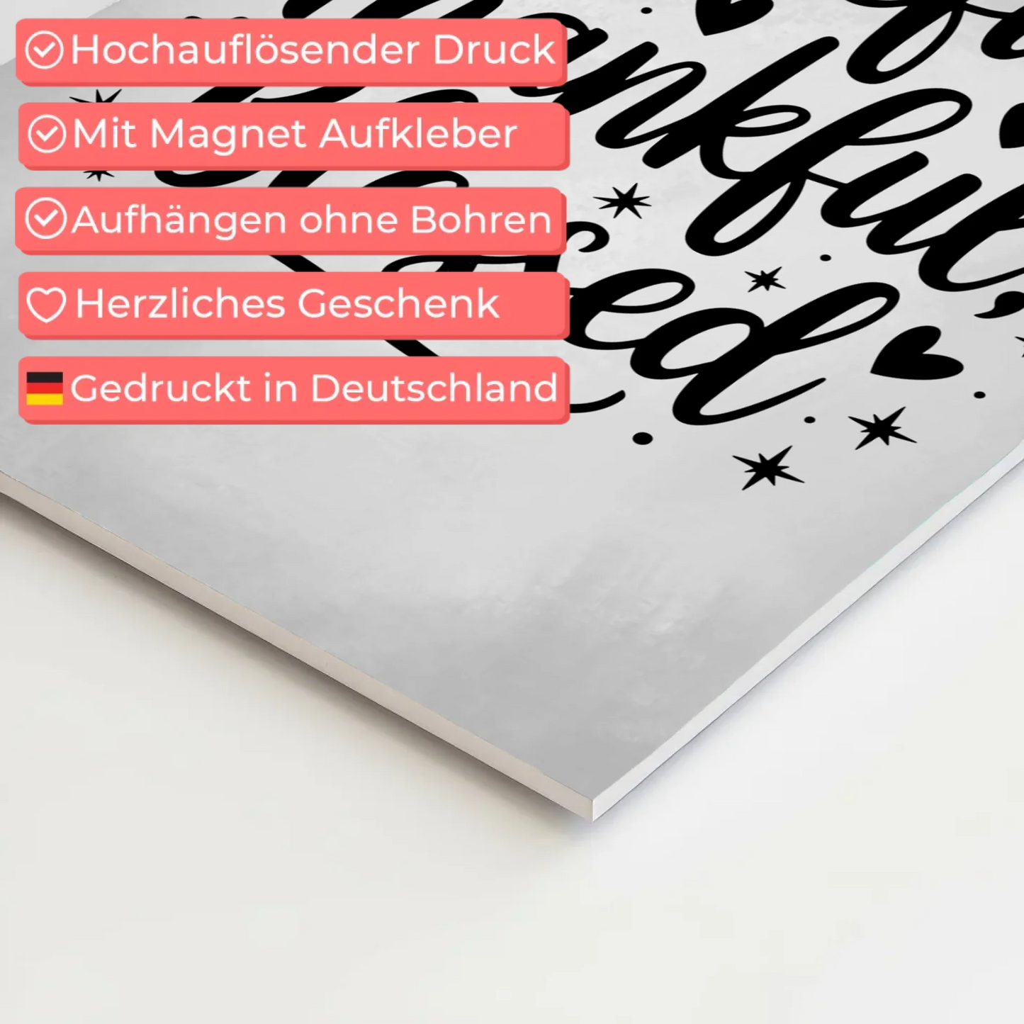 Sprüche Poster Magentisch - Grateful Thankful Blessed