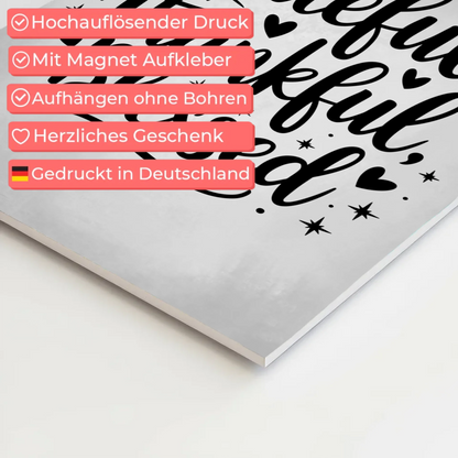 Sprüche Poster Magentisch - Grateful Thankful Blessed