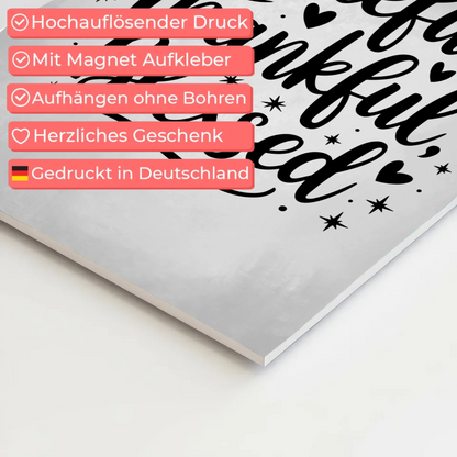 Sprüche Poster Magentisch - Grateful Thankful Blessed