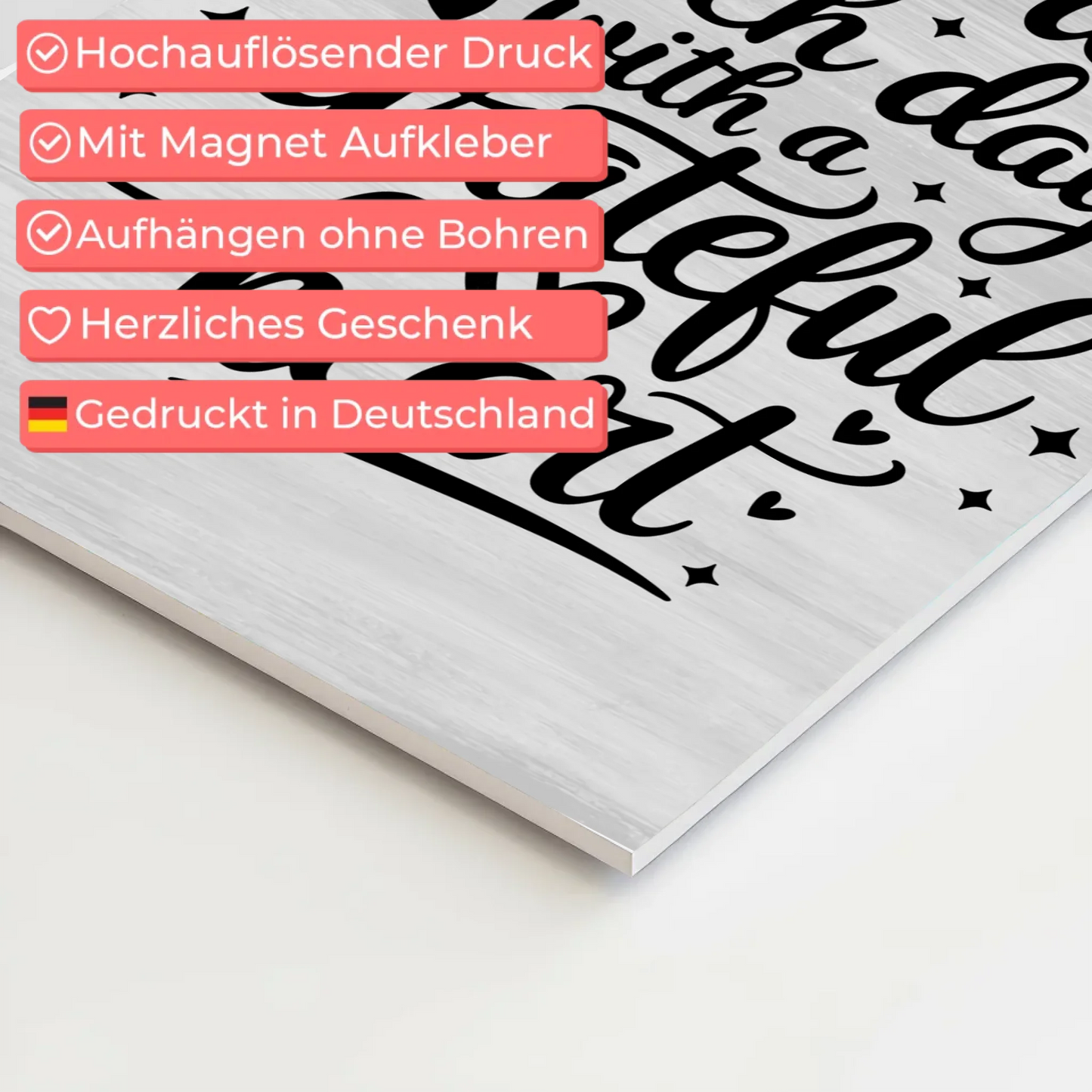 Magnet Poster Spruch Start each day with a grateful heart