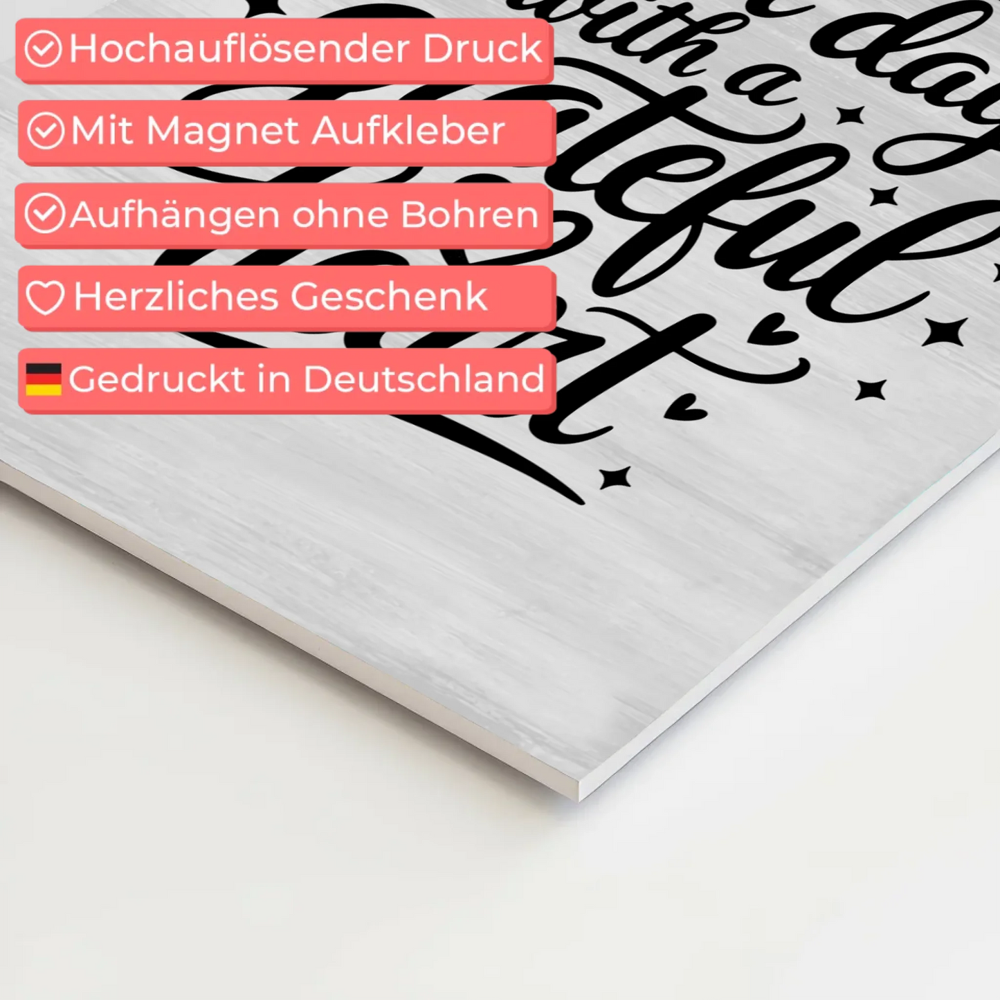 Magnet Poster Spruch Start each day with a grateful heart