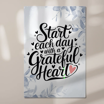 Spruch Fotoboard Magnet Wandbild Start Each Day Herz