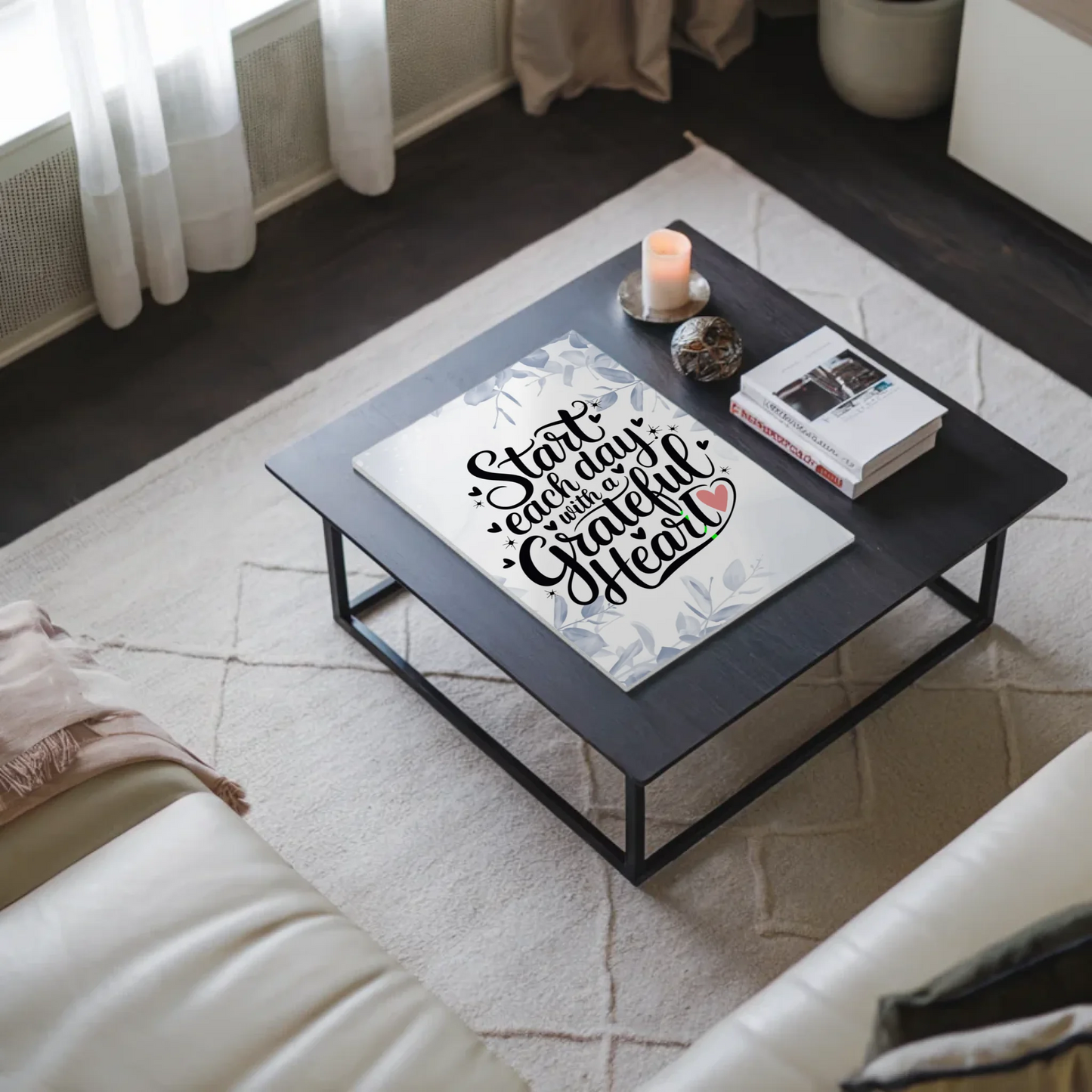 Spruch Fotoboard Magnet Wandbild Start Each Day Herz