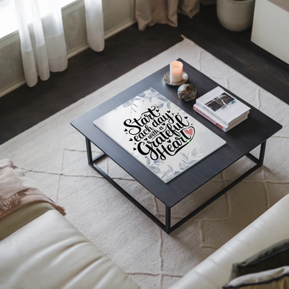 Spruch Fotoboard Magnet Wandbild Start Each Day Herz