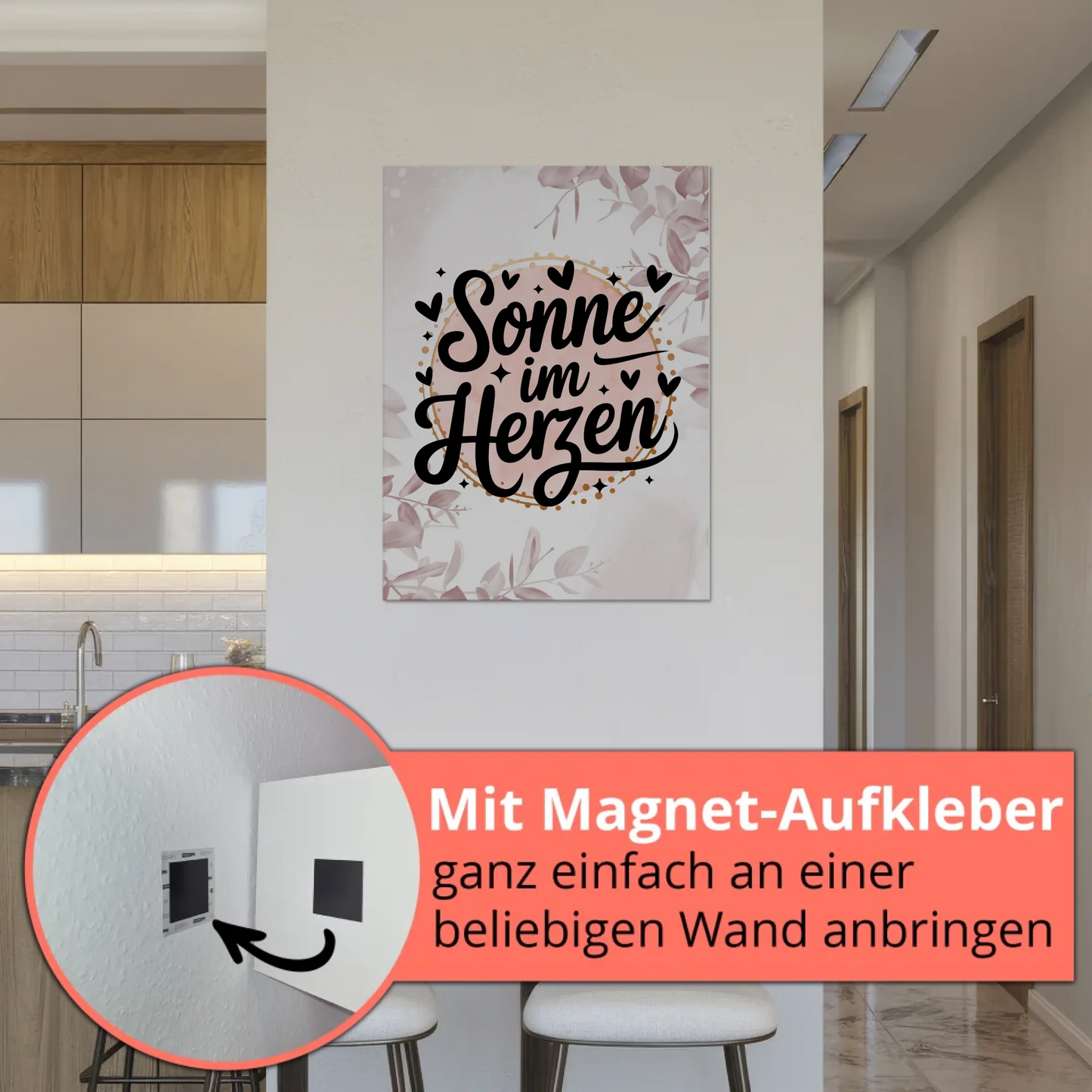 Sprüche Poster Magentisch Sonne im Herzen Geschenk